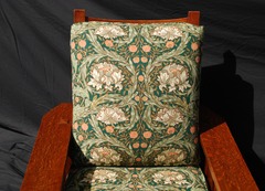 View of Arts & Crafts style quality fabric.  This image is the closet match to the true color of the fabric and chair. 